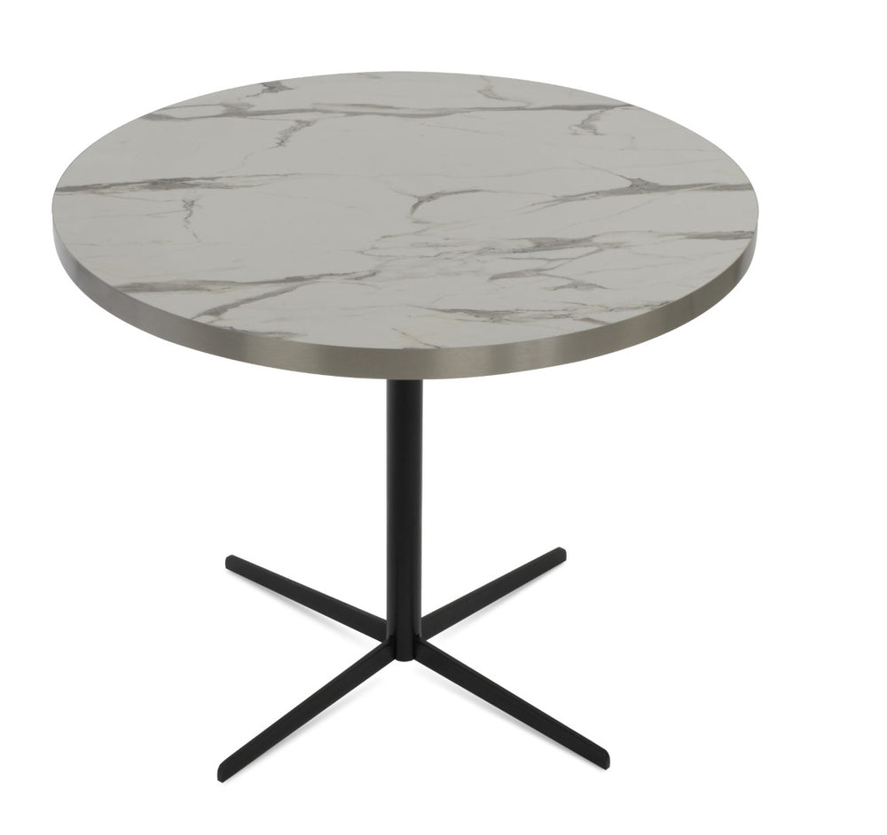 Soho Concept Lady Hpl Mdf Laminate Veneer Dining Table - Elegant Round Design With Marble Finish & Chrome Base Black,Gold  Soho-concept-dining-chair-13754