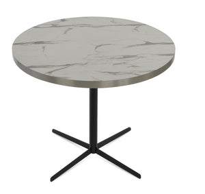 Soho Concept Lady Hpl Mdf Laminate Veneer Dining Table - Elegant Round Design With Marble Finish & Chrome Base Black,White  Soho-concept-dining-chair-13749