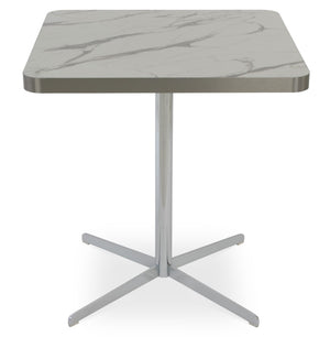 Soho Concept Lady Hpl Mdf Laminate Veneer Dining Table - Elegant Round Design With Marble Finish & Chrome Base Chrome,White  Soho-concept-dining-chair-13764