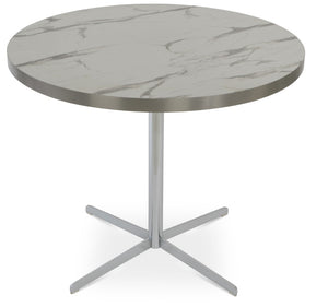 Soho Concept Lady Hpl Mdf Laminate Veneer Dining Table - Elegant Round Design With Marble Finish & Chrome Base Chrome,White  Soho-concept-dining-chair-13763