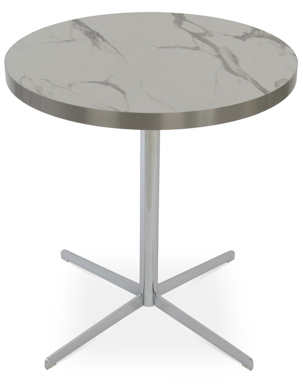Soho Concept Lady Hpl Mdf Laminate Dining Table With White Marble Finish & Chrome-plated Steel Base, 29.3" High Chrome,White  Soho-concept-dining-chair-13758