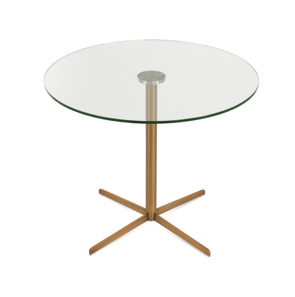 Soho Concept Diana Glass Dining Table - 32" Tempered Glass Top With Steel Base In Chrome, Black, Or Brass Gold Brass  Soho-concept-dining-chair-13765