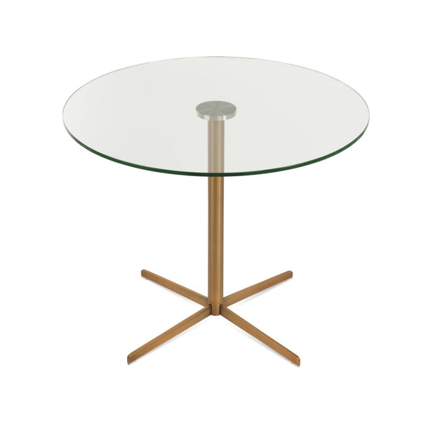 Soho Concept Diana Glass Dining Table - 32" Tempered Glass Top With Steel Base In Chrome, Black, Or Brass Gold Brass  Soho-concept-dining-chair-13765