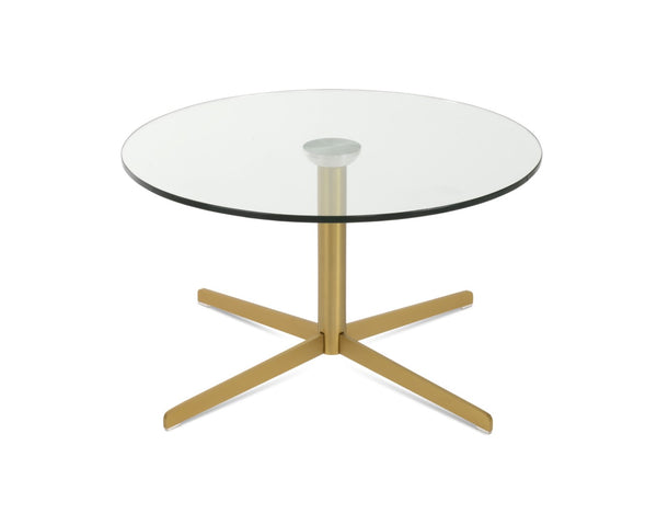 Soho Concept Diana Glass Coffee Table: 36" Round Tempered Glass Top With Elegant Steel Base In Multiple Finishes Brass  Soho-concept-dining-chair-13723