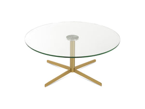 Soho Concept Diana Glass Coffee Table: 36" Round Tempered Glass Top With Elegant Steel Base In Multiple Finishes Brass  Soho-concept-dining-chair-13722