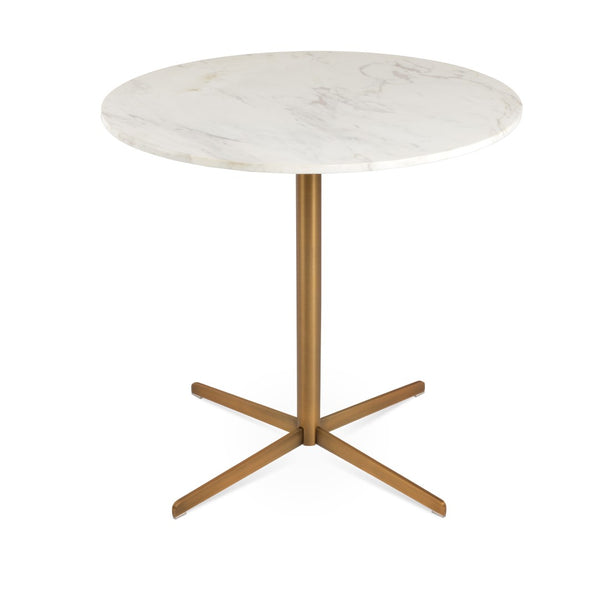 Soho Concept Diana Marble Dining Table: Elegant White Carrara Top With Stylish Chrome & Brass Base, 32" Diameter Brass,White  Soho-concept-dining-chair-13744