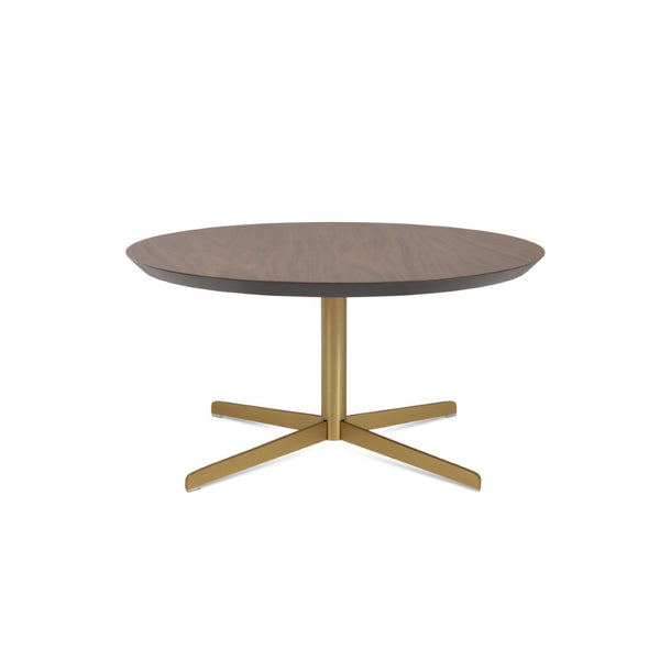 Soho Concept Diana Wood Coffee Table - Stylish 36" Walnut, Natural, Or White Lacquer Top With Durable Metal Base Brass,Walnut  Soho-concept-dining-chair-13725