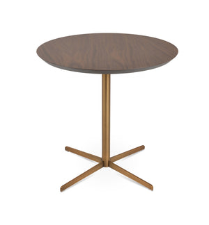 Soho Concept Diana Wood Dining Table - 32" Round Walnut/Natural/White Top, Stylish Chrome/Brass Base, Elegant Design Brass,Walnut  Soho-concept-dining-chair-13767