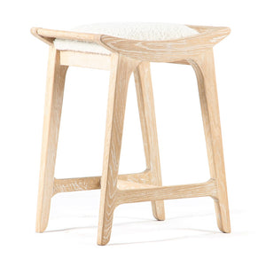 Union Home Porter Counter Stool - Elegant Upholstered Seat With Solid Oak Frame For Stylish Entertaining Spaces Cerused Oak Fsc Certified Oak Wood,Boucle Din00371