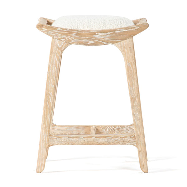 Union Home Porter Counter Stool - Elegant Upholstered Seat With Solid Oak Frame For Stylish Entertaining Spaces Cerused Oak Fsc Certified Oak Wood,Boucle Din00371