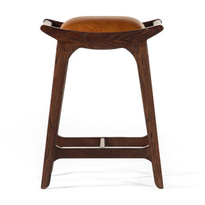 Union Home Porter Counter Stool - Elegant Upholstered Seat With Solid Oak Frame For Stylish Entertaining Spaces Mud Brown Fsc Certified Oak Wood,Leather Din00372