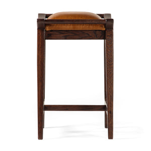 Union Home Porter Counter Stool - Elegant Upholstered Seat With Solid Oak Frame For Stylish Entertaining Spaces Mud Brown Fsc Certified Oak Wood,Leather Din00372