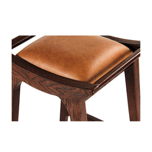 Union Home Porter Counter Stool - Elegant Upholstered Seat With Solid Oak Frame For Stylish Entertaining Spaces Mud Brown Fsc Certified Oak Wood,Leather Din00372