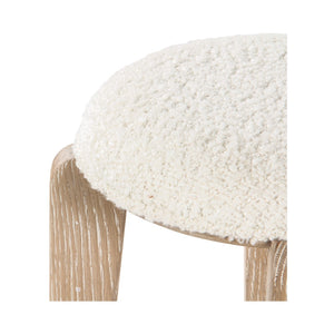 Union Home Quattro Counter Stool - Modern Café Design With Elegant Oak Legs And Luxurious Upholstered Cushion Cerused Oak,Champange Brass Fsc Certified Oak Wood,Boucle & Mild Steel Din00373