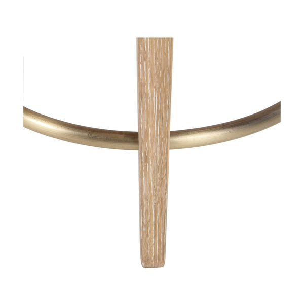 Union Home Quattro Counter Stool - Modern Café Design With Elegant Oak Legs And Luxurious Upholstered Cushion Cerused Oak,Champange Brass Fsc Certified Oak Wood,Boucle & Mild Steel Din00373