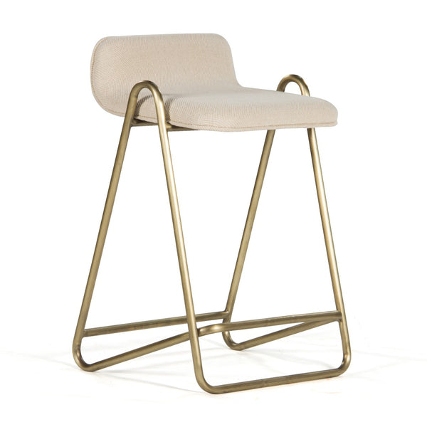 Union Home Corsica Counter Stool - Soft Upholstered Seat With Antique Brass Frame For Modern & Traditional Spaces Antique Brass Mild Steel,Dhurrie Din00380