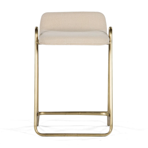 Union Home Corsica Counter Stool - Soft Upholstered Seat With Antique Brass Frame For Modern & Traditional Spaces Antique Brass Mild Steel,Dhurrie Din00380