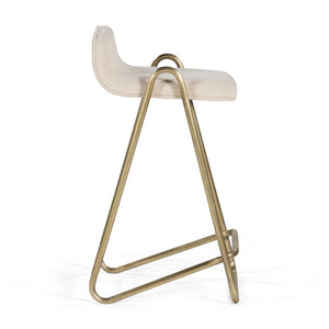 Union Home Corsica Counter Stool - Soft Upholstered Seat With Antique Brass Frame For Modern & Traditional Spaces Antique Brass Mild Steel,Dhurrie Din00380