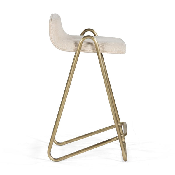 Union Home Corsica Counter Stool - Soft Upholstered Seat With Antique Brass Frame For Modern & Traditional Spaces Antique Brass Mild Steel,Dhurrie Din00380