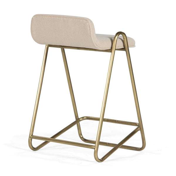 Union Home Corsica Counter Stool - Soft Upholstered Seat With Antique Brass Frame For Modern & Traditional Spaces Antique Brass Mild Steel,Dhurrie Din00380