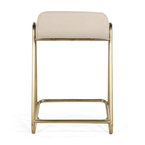 Union Home Corsica Counter Stool - Soft Upholstered Seat With Antique Brass Frame For Modern & Traditional Spaces Antique Brass Mild Steel,Dhurrie Din00380