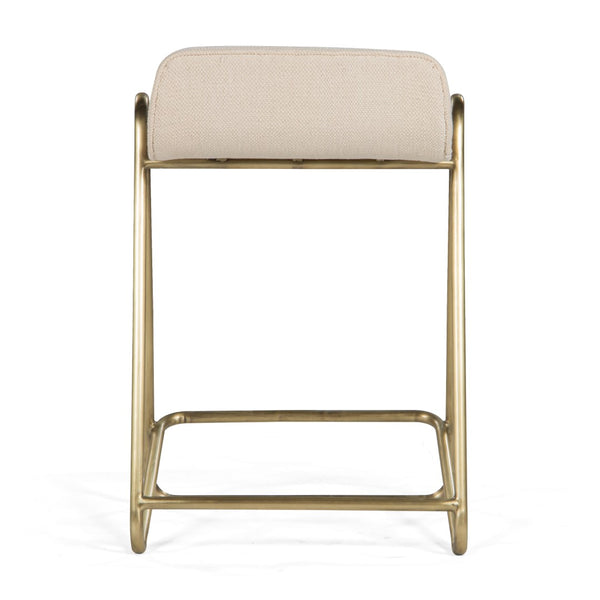 Union Home Corsica Counter Stool - Soft Upholstered Seat With Antique Brass Frame For Modern & Traditional Spaces Antique Brass Mild Steel,Dhurrie Din00380