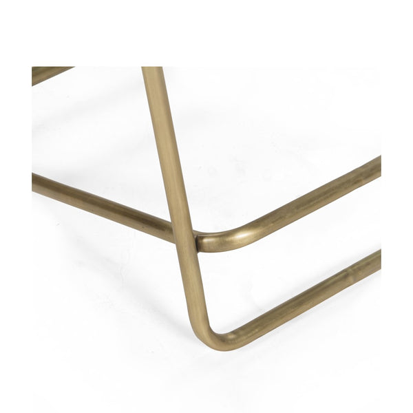 Union Home Corsica Counter Stool - Soft Upholstered Seat With Antique Brass Frame For Modern & Traditional Spaces Antique Brass Mild Steel,Dhurrie Din00380