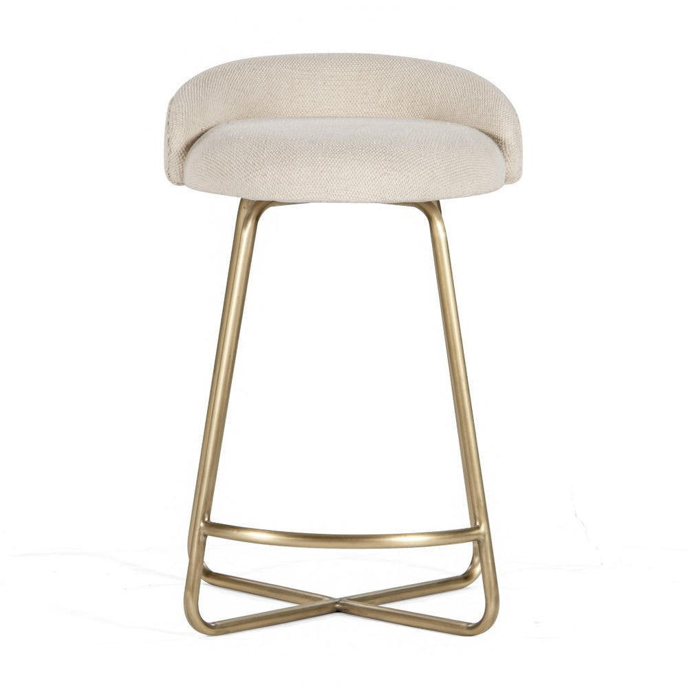 Union Home Clipper Counter Stool - Stylish Antique Brass Frame With Cozy Cotton Dhurrie Fabric For Dining Spaces Antique Brass Mild Steel,Dhurrie Din00381