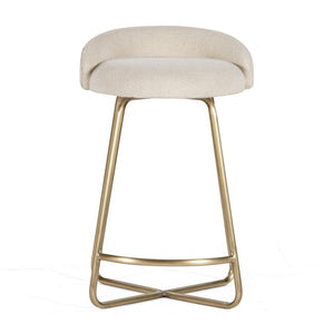 Union Home Clipper Counter Stool - Stylish Antique Brass Frame With Cozy Cotton Dhurrie Fabric For Dining Spaces Antique Brass Mild Steel,Dhurrie Din00381