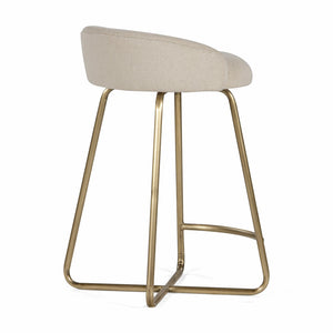 Union Home Clipper Counter Stool - Stylish Antique Brass Frame With Cozy Cotton Dhurrie Fabric For Dining Spaces Antique Brass Mild Steel,Dhurrie Din00381