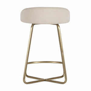 Union Home Clipper Counter Stool - Stylish Antique Brass Frame With Cozy Cotton Dhurrie Fabric For Dining Spaces Antique Brass Mild Steel,Dhurrie Din00381