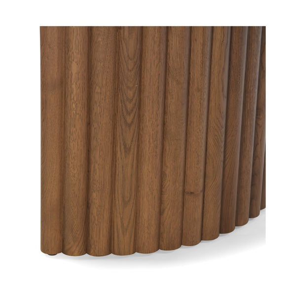 Union Home Accord Oak Dining Table - Elegant Fluted Pedestal Design, Smoked Finish, Fsc Certified Wood Beauty Smoked Oak Finish Fsc Certified Oak Wood,Oak Veneer Din00387