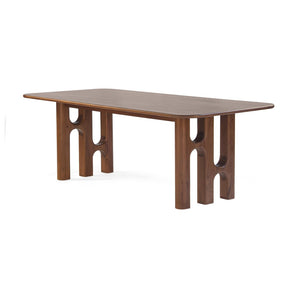 Union Home Grotto Dining Table - Coastal-inspired Solid Wood Design With Sculptural Pedestals And Walnut Finish Light Walnut Finish Plantation Grown Acacia Wood,Acacia Veneer Din00388