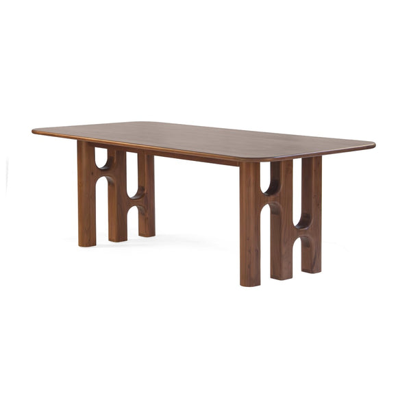 Union Home Grotto Dining Table - Coastal-inspired Solid Wood Design With Sculptural Pedestals And Walnut Finish Light Walnut Finish Plantation Grown Acacia Wood,Acacia Veneer Din00388
