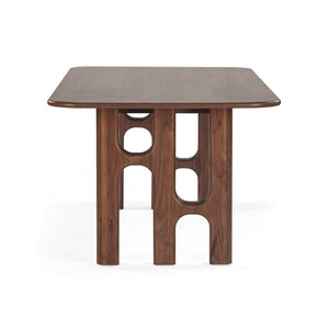 Union Home Grotto Dining Table - Coastal-inspired Solid Wood Design With Sculptural Pedestals And Walnut Finish Light Walnut Finish Plantation Grown Acacia Wood,Acacia Veneer Din00388