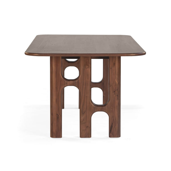Union Home Grotto Dining Table - Coastal-inspired Solid Wood Design With Sculptural Pedestals And Walnut Finish Light Walnut Finish Plantation Grown Acacia Wood,Acacia Veneer Din00388
