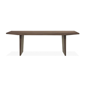 Union Home Tangent Walnut Dining Table - Bold Geometric Design With Solid Wood Frame & Angular Pedestal Bases Natural Walnut Veneer Din00389