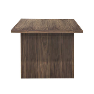Union Home Tangent Walnut Dining Table - Bold Geometric Design With Solid Wood Frame & Angular Pedestal Bases Natural Walnut Veneer Din00389