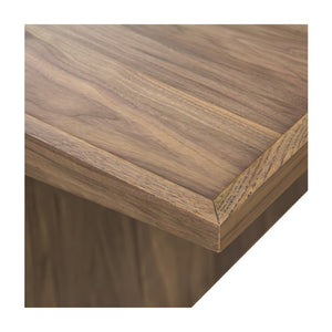 Union Home Tangent Walnut Dining Table - Bold Geometric Design With Solid Wood Frame & Angular Pedestal Bases Natural Walnut Veneer Din00389