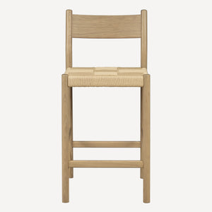 Union Home Asher Counter Stool - Minimalist Danish Design With Oak Frame & Woven Cord Seat For Timeless Elegance Natural Fsc Certified Oak Wood,Paper Cord Din00401