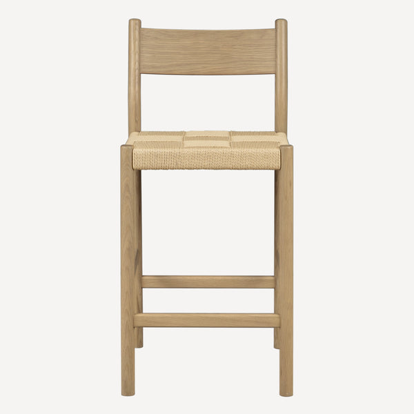 Union Home Asher Counter Stool - Minimalist Danish Design With Oak Frame & Woven Cord Seat For Timeless Elegance Natural Fsc Certified Oak Wood,Paper Cord Din00401