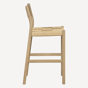 Union Home Asher Counter Stool - Minimalist Danish Design With Oak Frame & Woven Cord Seat For Timeless Elegance Natural Fsc Certified Oak Wood,Paper Cord Din00401