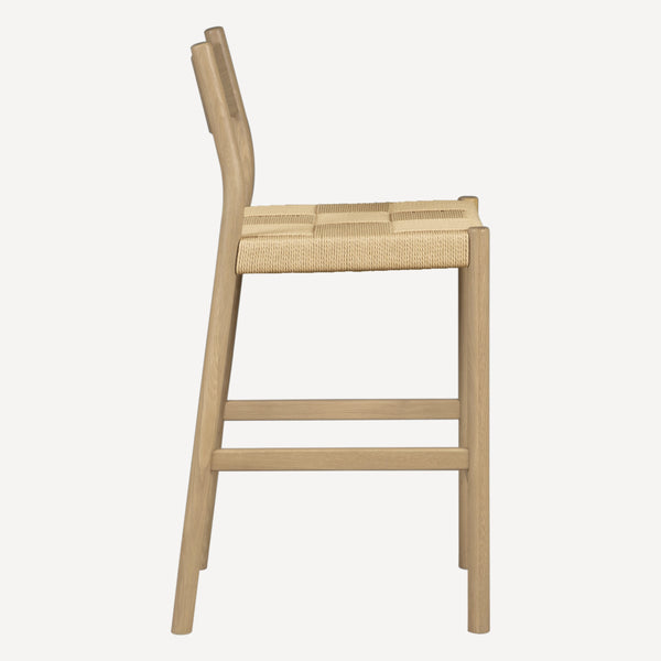 Union Home Asher Counter Stool - Minimalist Danish Design With Oak Frame & Woven Cord Seat For Timeless Elegance Natural Fsc Certified Oak Wood,Paper Cord Din00401