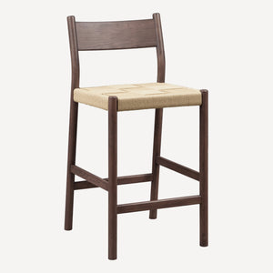 Union Home Asher Counter Stool - Minimalist Danish Design With Oak Frame & Woven Cord Seat For Timeless Elegance Walnut Fsc Certified Oak Wood,Paper Cord Din00402
