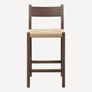 Union Home Asher Counter Stool - Minimalist Danish Design With Oak Frame & Woven Cord Seat For Timeless Elegance Walnut Fsc Certified Oak Wood,Paper Cord Din00402