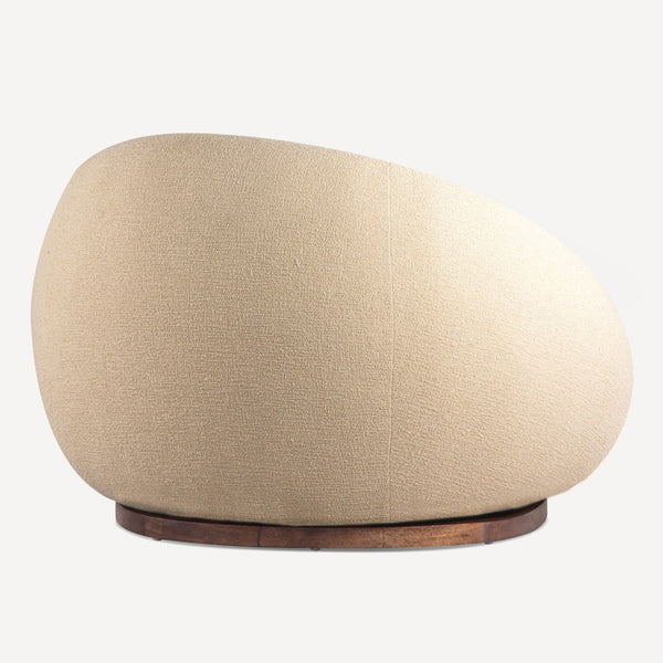 Union Home June Swivel Chair - Plush Boucle Lounge With Soft Curves & Solid Wood Base For Ultimate Comfort Porto Dark Finish Performance Polyester Blend,Plantation Grown Hardwood Din00428