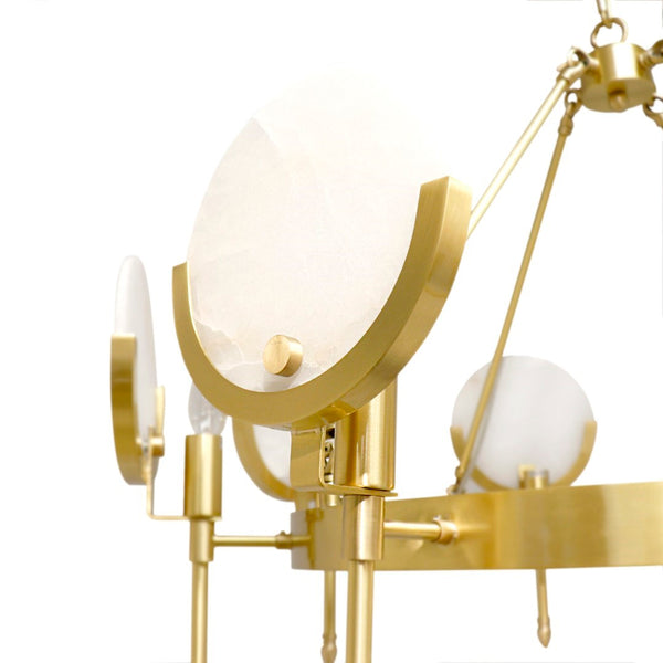 Pasargad Vendome Gold Metal & Marble Plate Chandelier - Contemporary Art For Elegant Interiors Gold Glass & Steel Pmd-7798-8