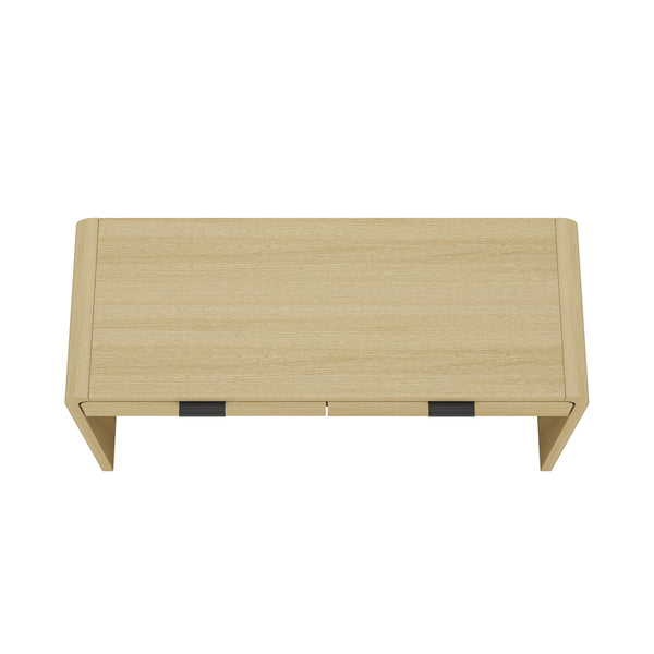 Manhattan Comfort Grace Home Office Desk With Elegant Design, 2 Storage Drawers For A Stylish Workspace Retreat Natural Oak Mdf Dk001-no