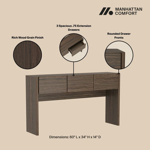 Manhattan Comfort Linda Modern Console Table - Elegant Design With Versatile Storage For Any Entryway Or Living Space Walnut Brown Mdp Dk002-br