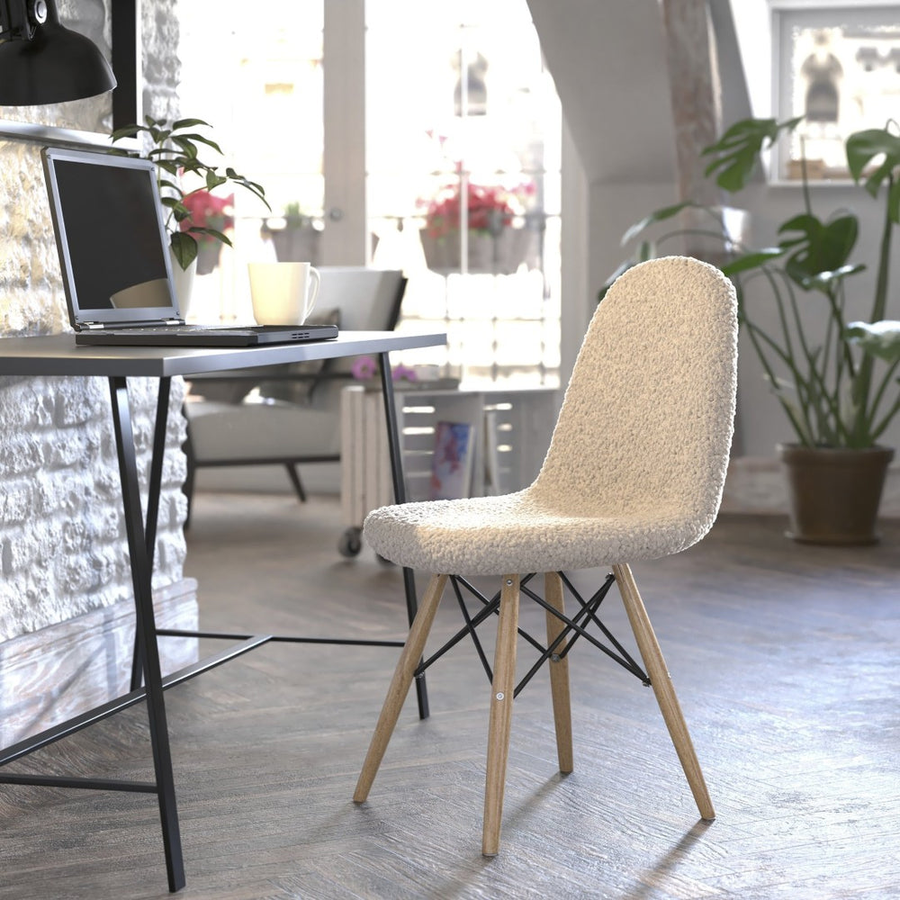 English Elm Zula Cozy Armless Faux Shearling Accent Chair with Beechwood Legs - Modern Comfort for Any Room DL-10-W-GG